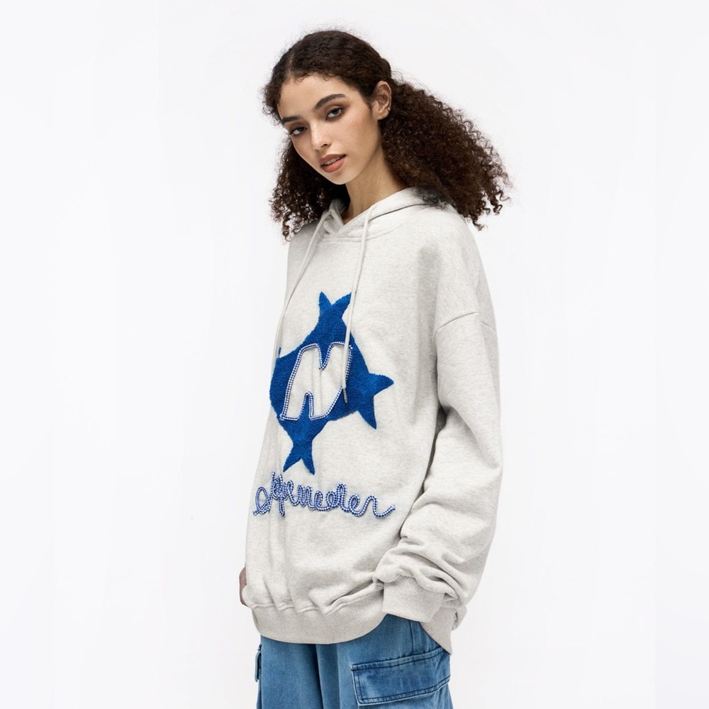 Aelfric Eden Stellaris Embroidered Star Cotton Oversized Unisex Hoodie NWOT - M